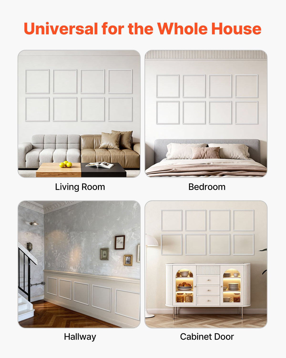 Wall Molding Wainscoting Panels Kit Paintable Accent Wall Trim White