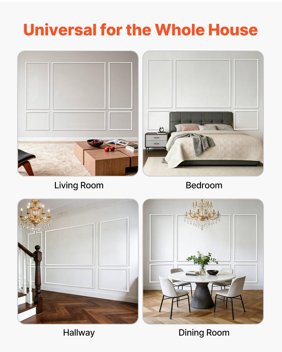 Wall Molding Wainscoting Panels Kit Paintable Accent Wall Trim White