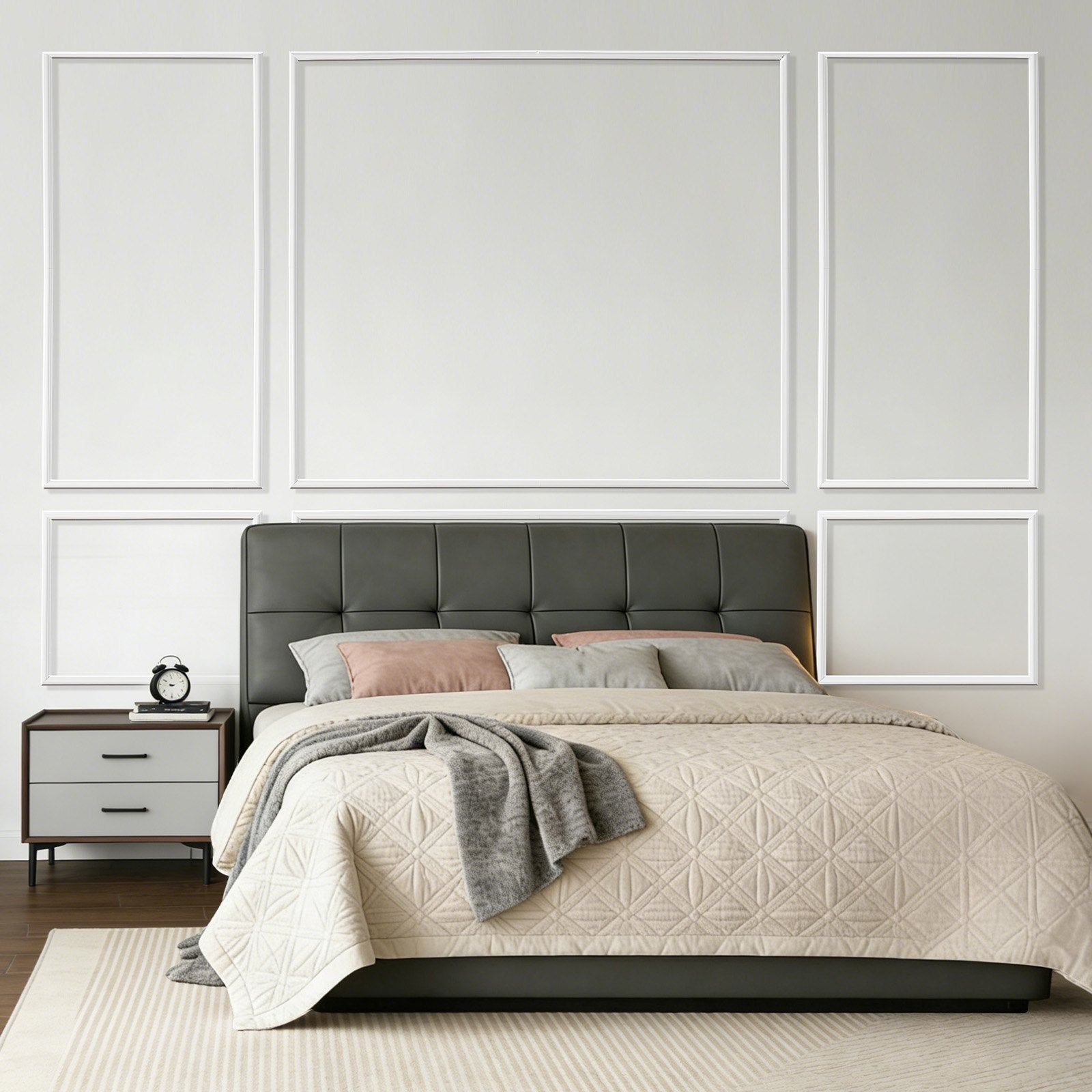 Wall Molding Wainscoting Panels Kit Paintable Accent Wall Trim White