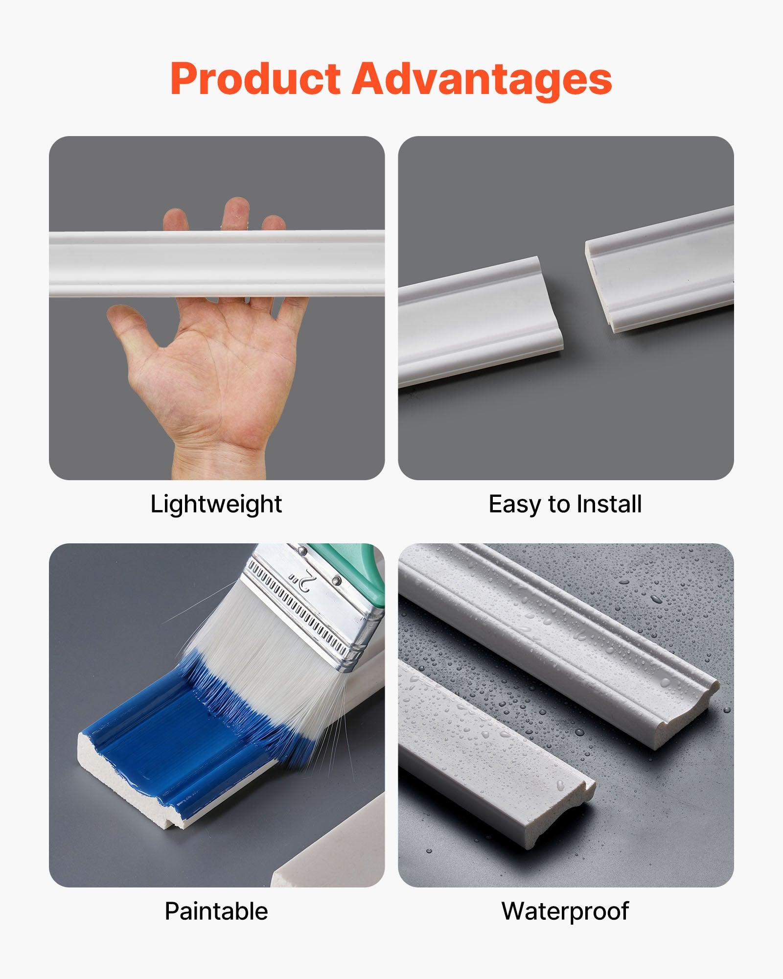 197x98cm Wall Molding Kit Wainscoting Panels Paintable Polystyrene Trim Kit
