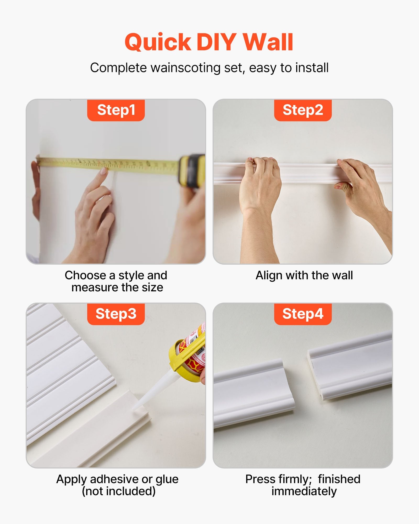 197x98cm Wall Molding Kit Wainscoting Panels Paintable Polystyrene Trim Kit