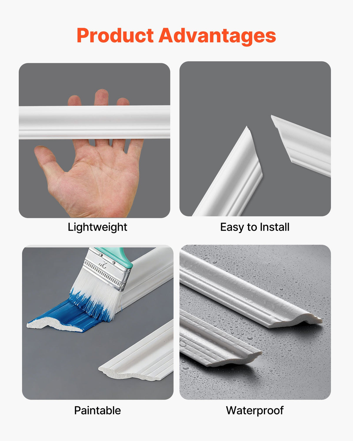 Wall Molding Wainscoting Panels Kit Paintable Accent Wall Trim White