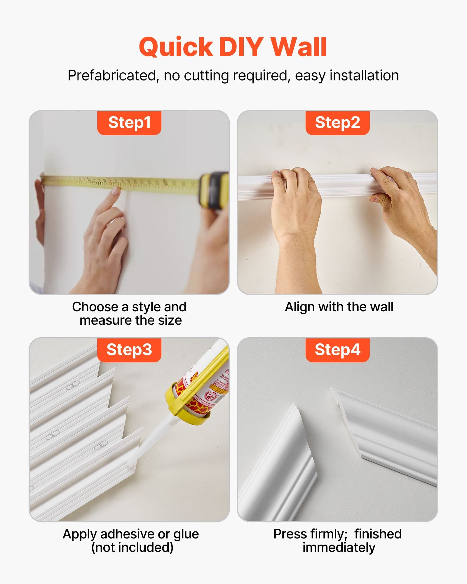 Wall Molding Wainscoting Panels Kit Paintable Accent Wall Trim White