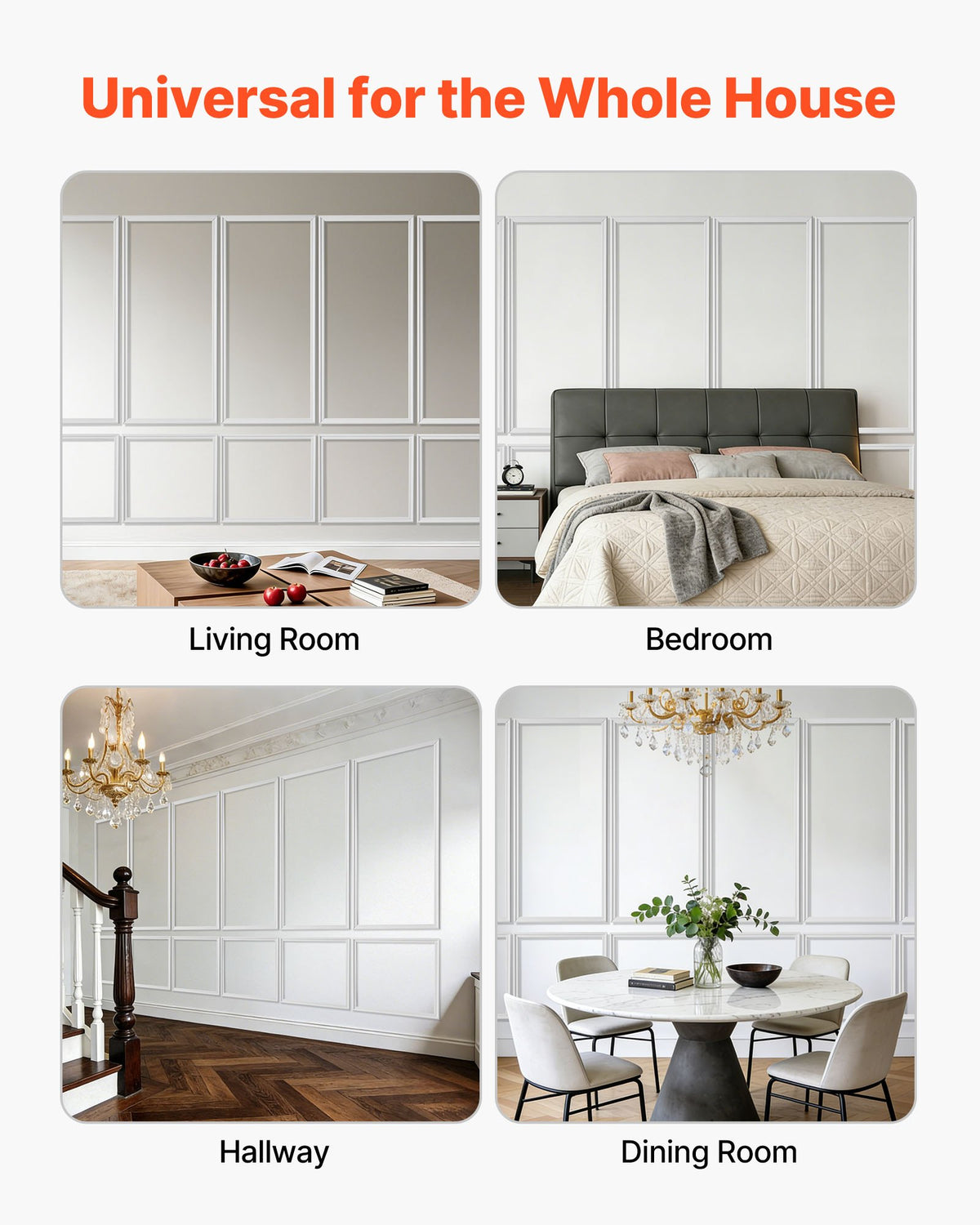 Wall Molding Wainscoting Panels Kit Paintable Accent Wall Trim White