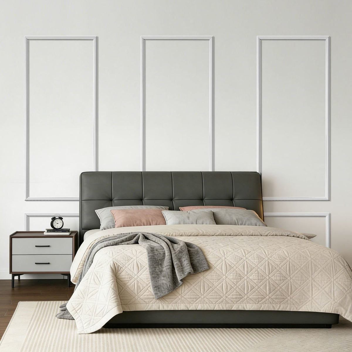 3-Pack Wall Molding Wainscoting Panels Kit Paintable Polystyrene White Trim