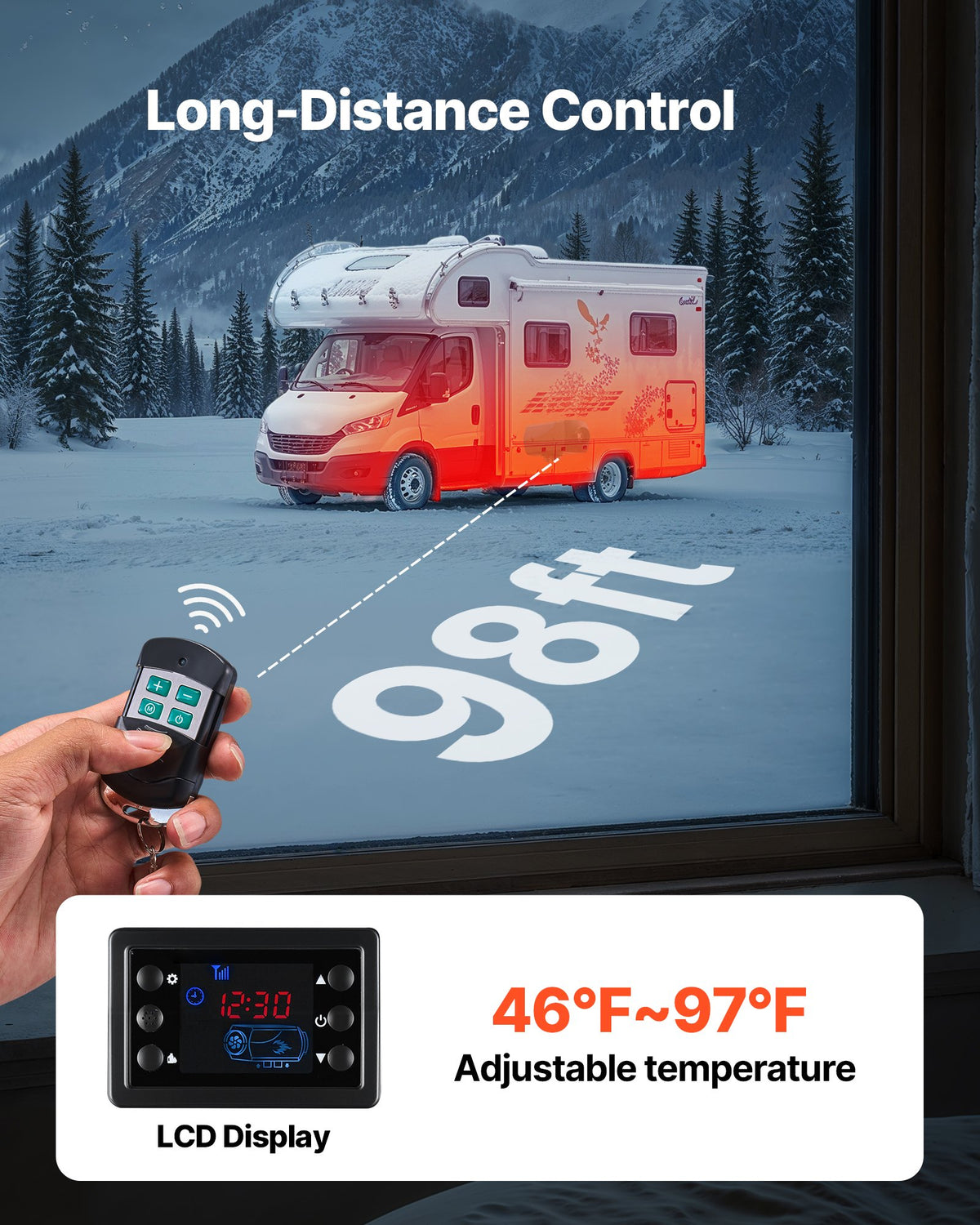 Diesel Heater 8KW DC 12V/24V Portable Air Heater Remote LCD 10L Fuel Tank