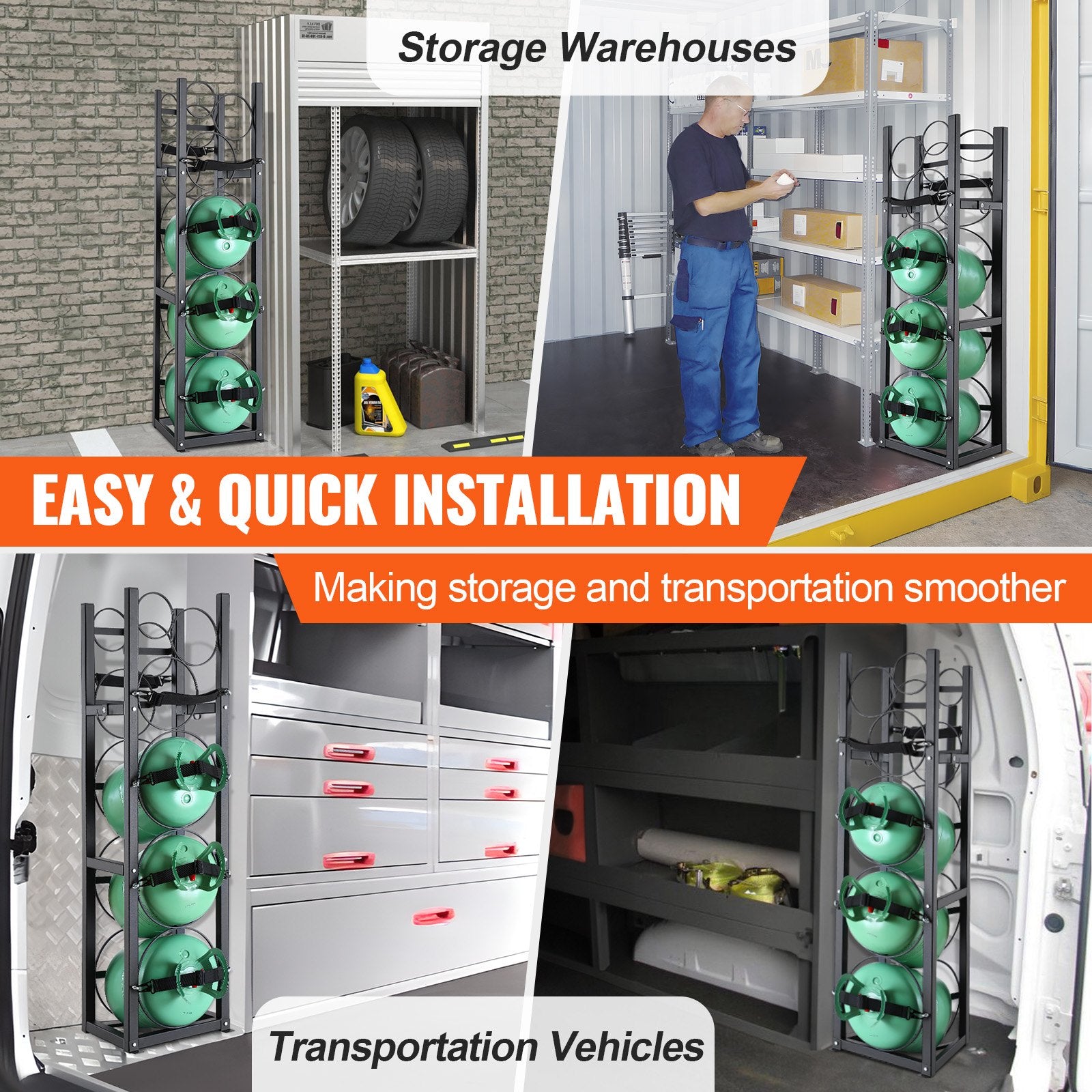 Refrigerant Cylinder Rack Carbon Steel 6 Tank Storage Holder
