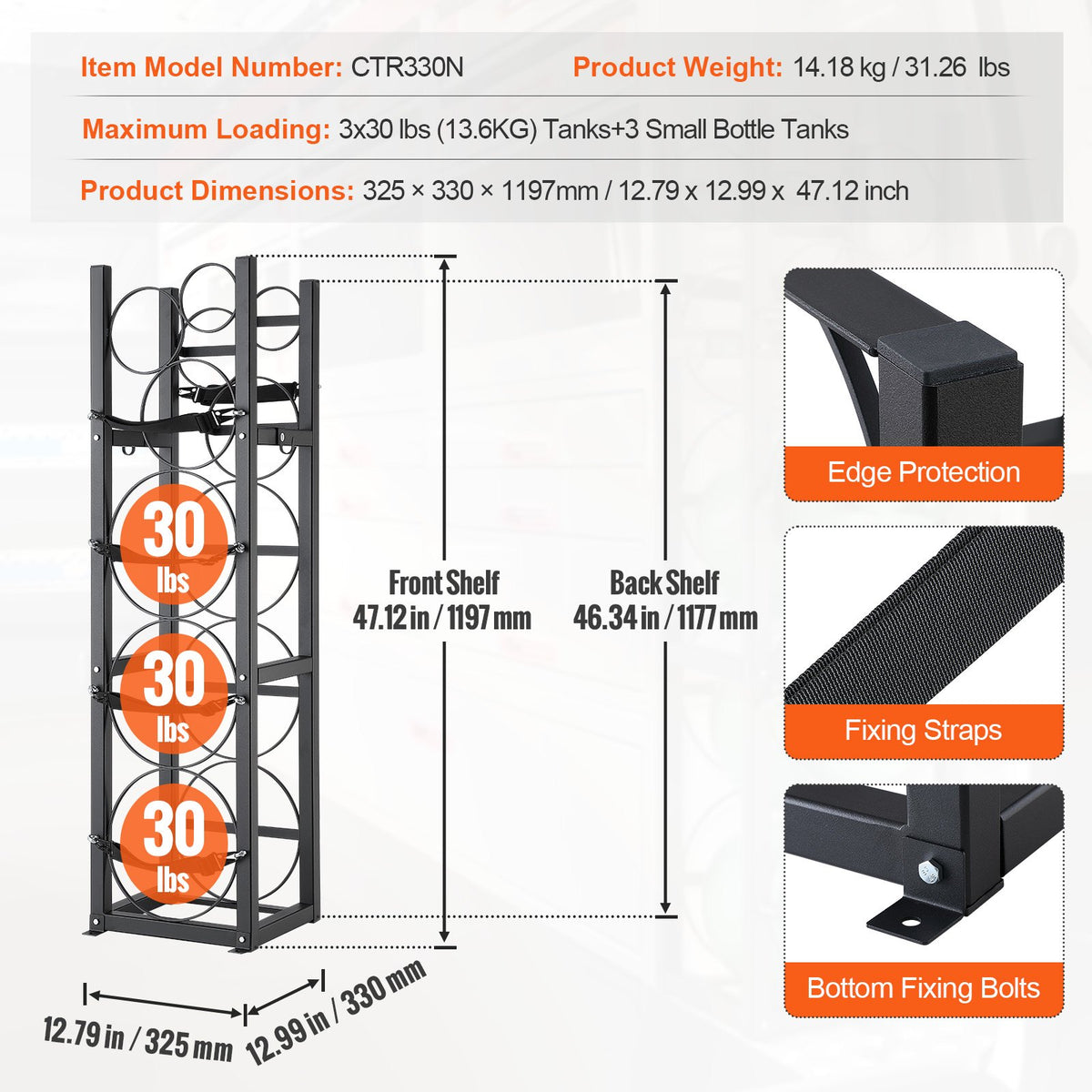 Refrigerant Cylinder Rack Carbon Steel 6 Tank Storage Holder