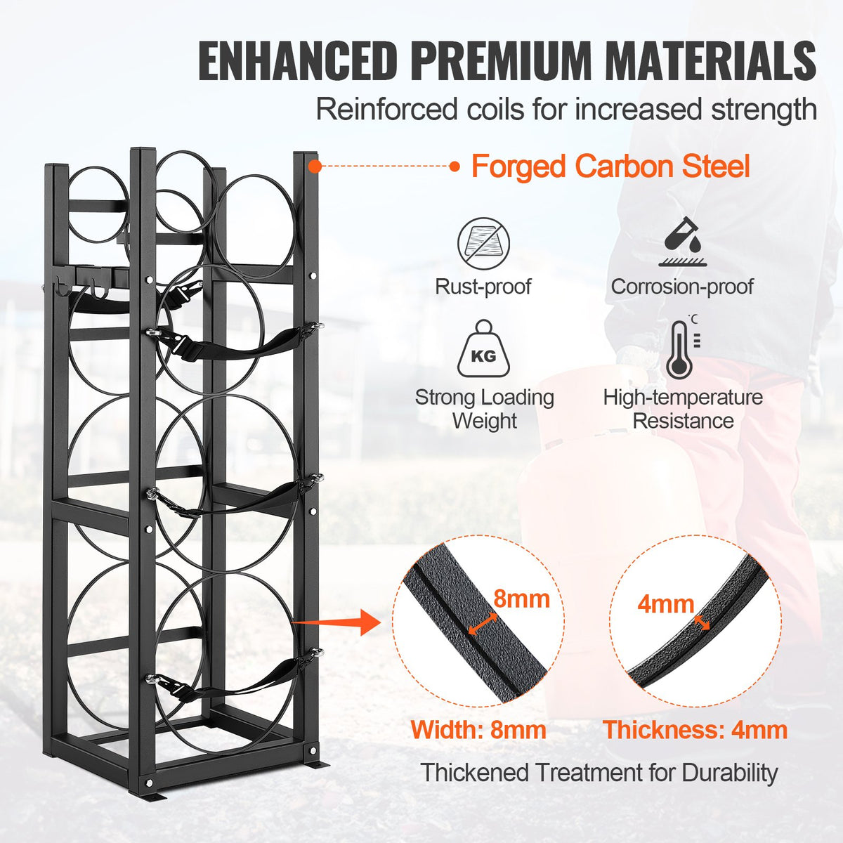 Refrigerant Cylinder Rack and Holders for 2 x 30lbs, 3 Small Tanks, Freon, Gases