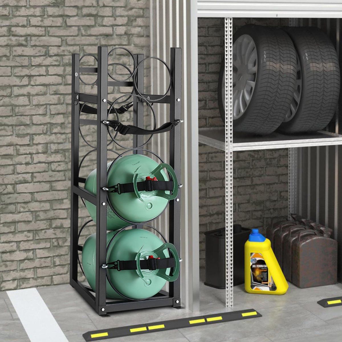 Refrigerant Cylinder Rack and Holders for 2 x 30lbs, 3 Small Tanks, Freon, Gases