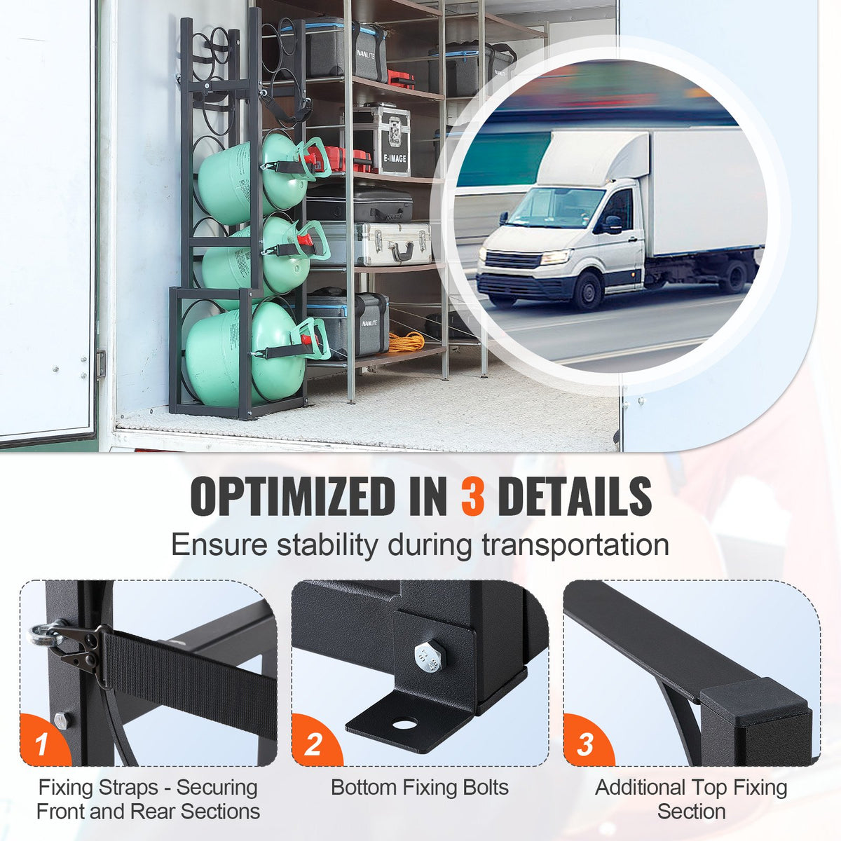 Refrigerant Cylinder Rack Carbon Steel 6 Tank Storage Holder Adjustable