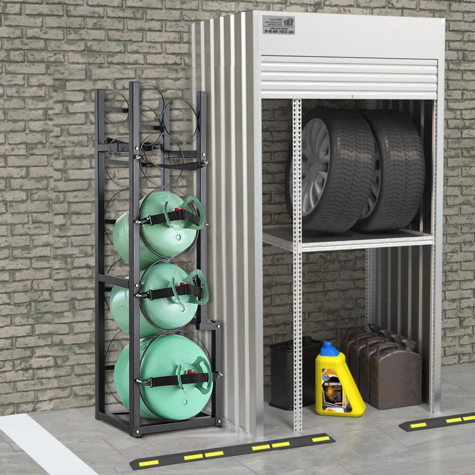 Refrigerant Cylinder Rack Carbon Steel 6 Tank Storage Holder Adjustable