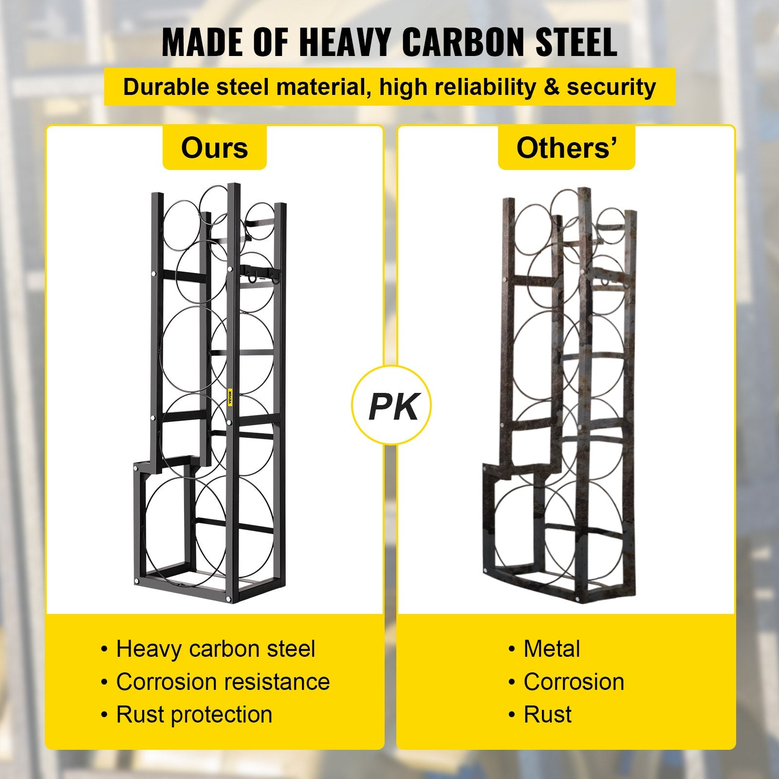 Refrigerant Cylinder Rack Carbon Steel 6 Bottle Gas Storage Holder