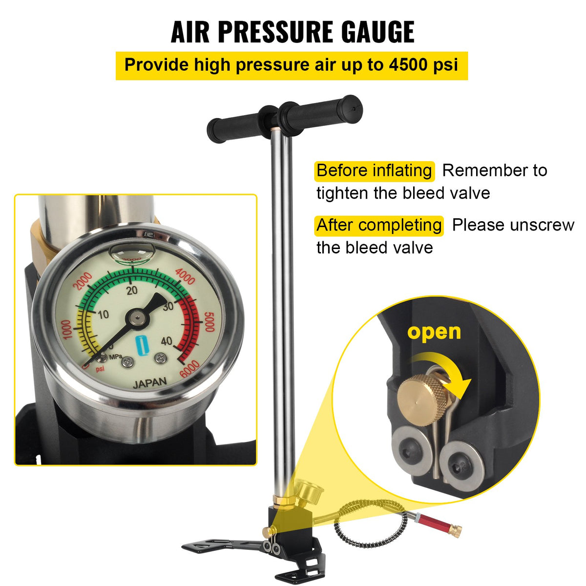 Portable High Pressure 3 Stage Hand Pump 4500 PSI PCP Air Pump