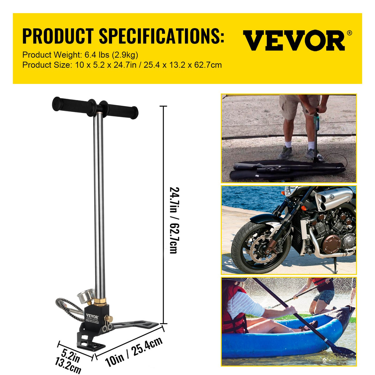 Portable High Pressure 3 Stage Hand Pump 4500 PSI PCP Air Pump