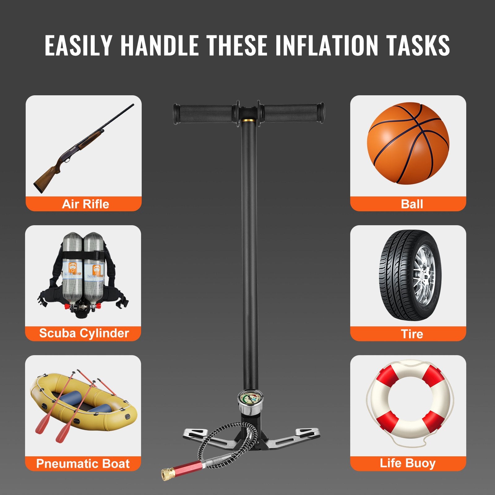 PCP Hand Pump 3‑Stage 4500PSI with Gauge and Oil‑Moisture Filter