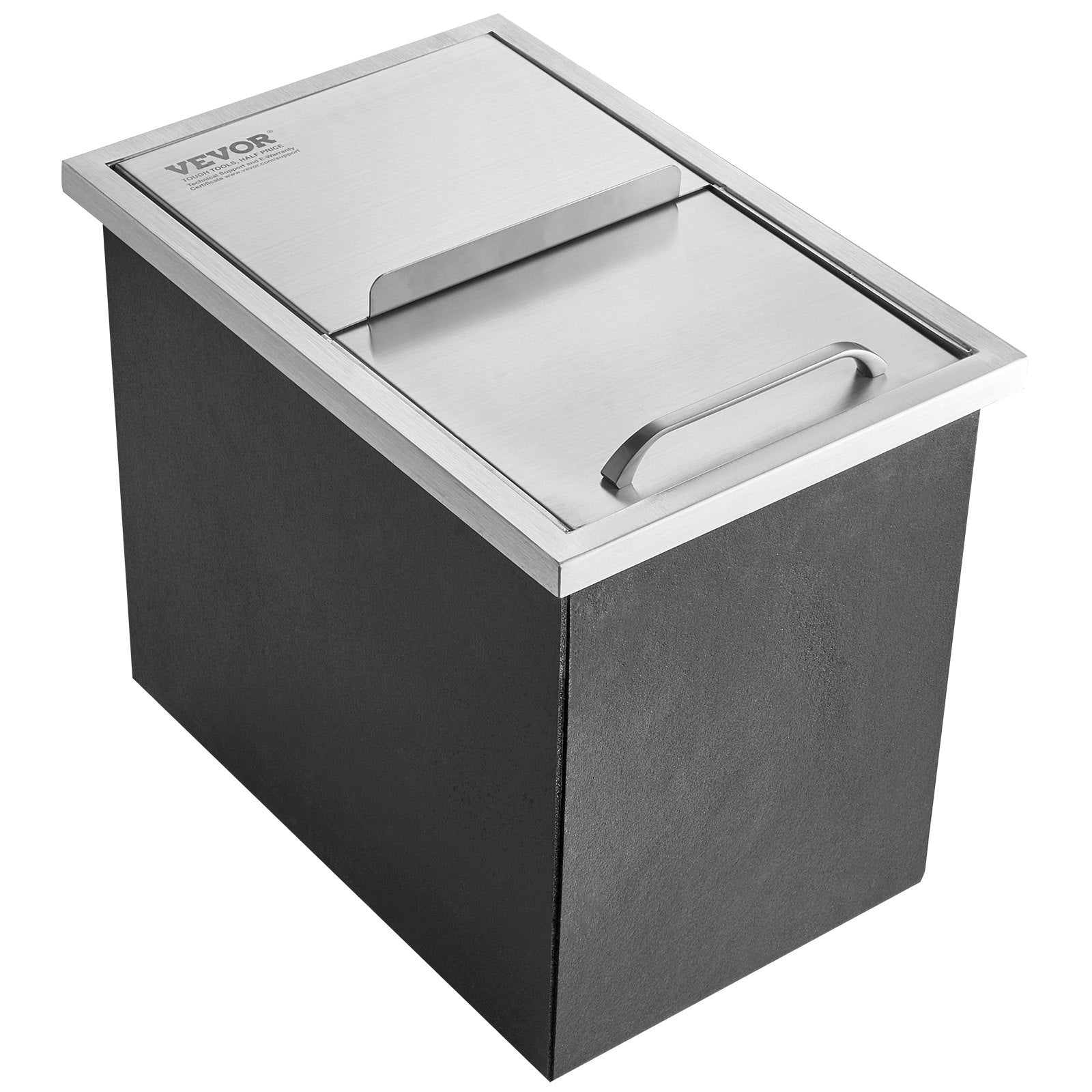 Drop-in Ice Chest 40.9qt Stainless Steel Cooler with Sliding Cover & Drain