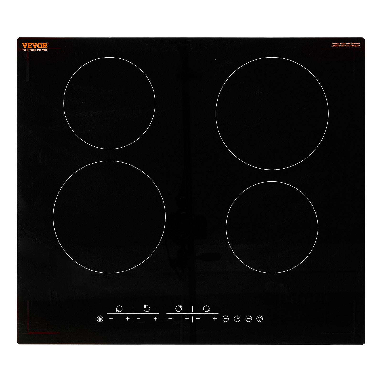 24" 4-Burner Electric Cooktop 6000W Ceramic Top Touch Control Child Lock