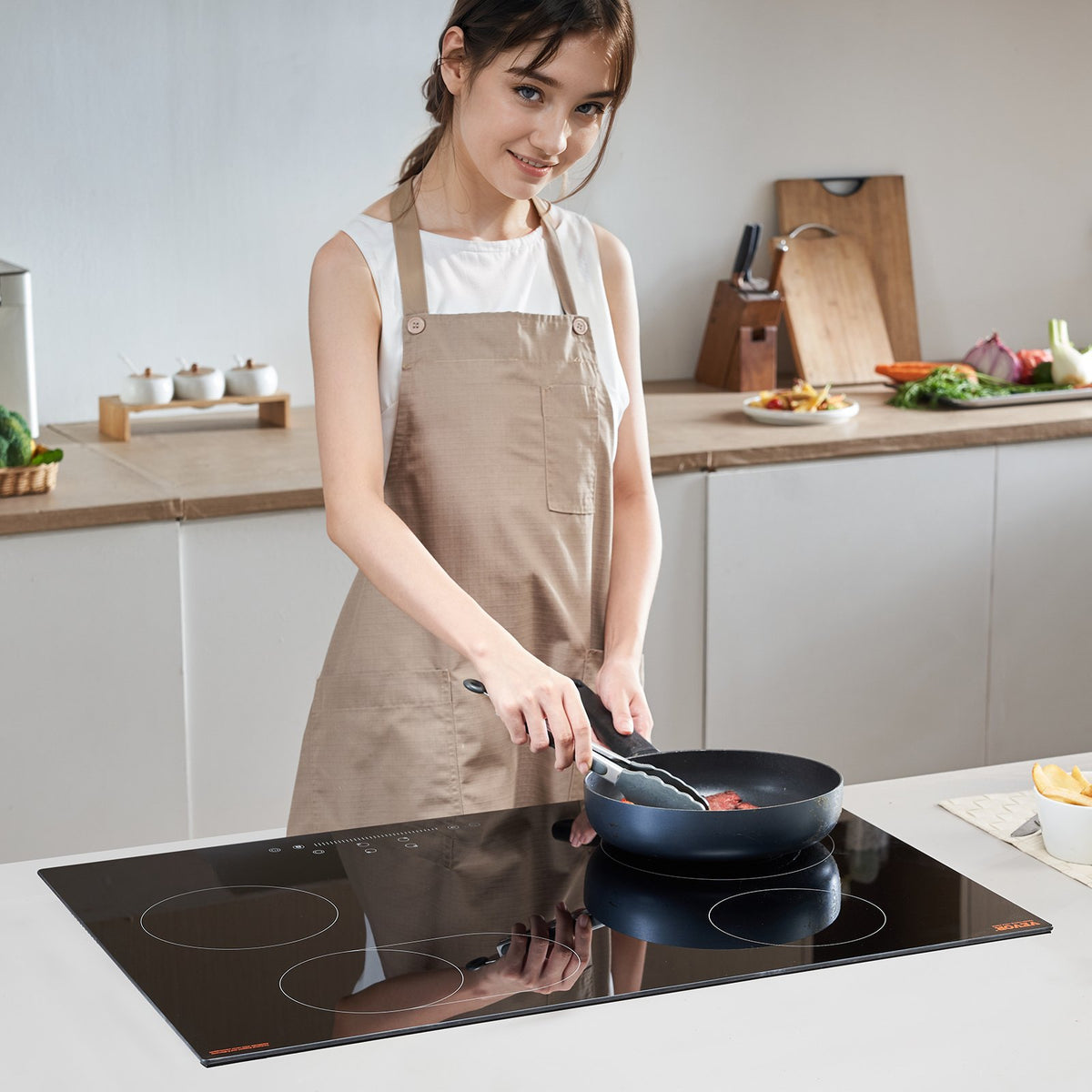 30" 4-Burner Electric Cooktop 7200W Ceramic Top Touch Control Child Lock
