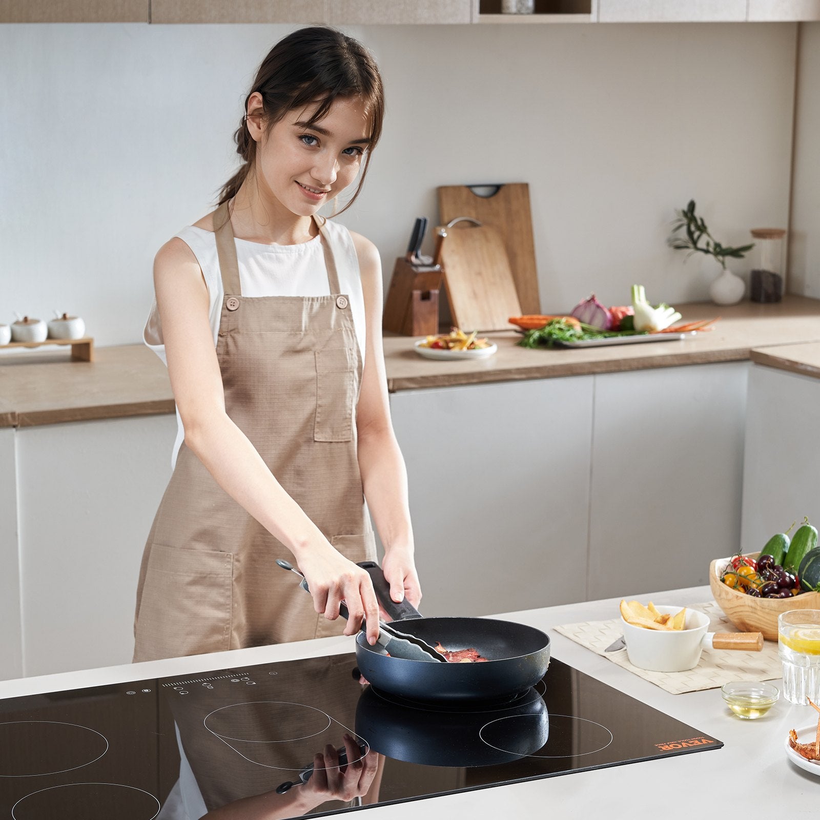 36" 5-Burner Electric Cooktop 8600W Ceramic Top Touch Control Child Lock