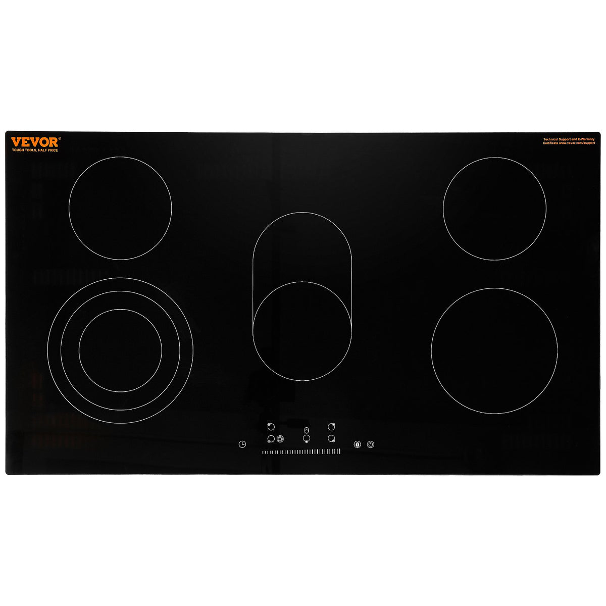 36" 5-Burner Electric Cooktop 8600W Ceramic Top Touch Control Child Lock