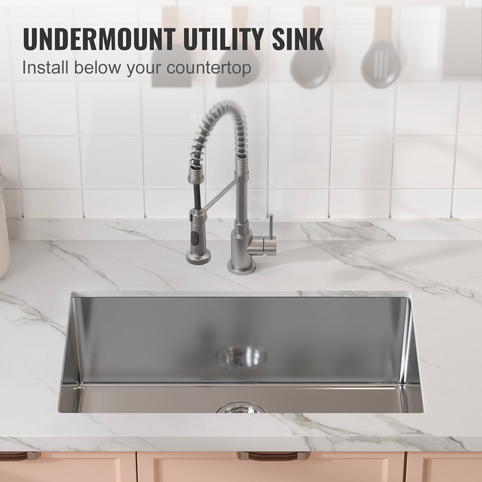 Kitchen Sink 30", 304 Stainless Steel Undermount Single Bowl, Pack of 3 with Accessories