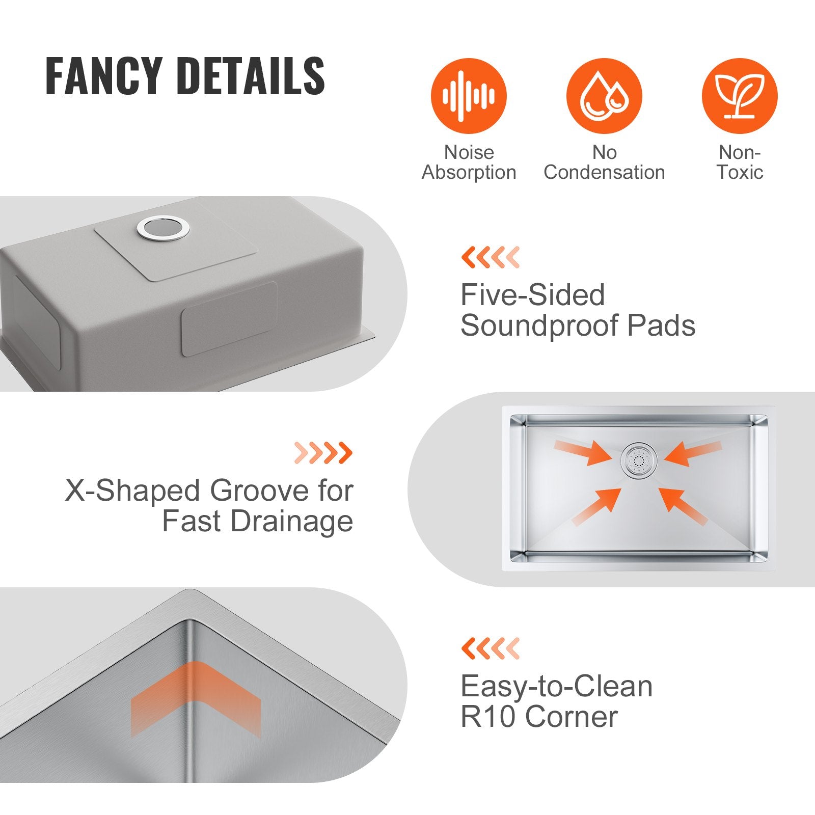 Kitchen Sink 30", 304 Stainless Steel Undermount Single Bowl, Pack of 3 with Accessories