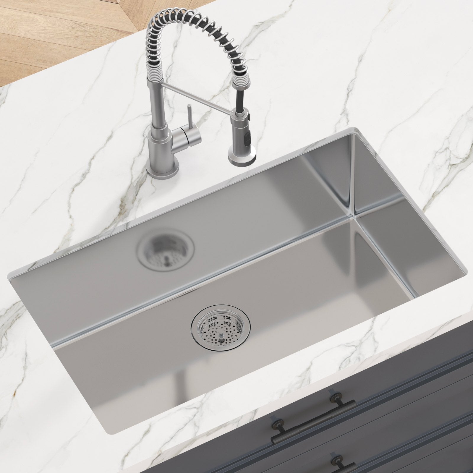 Kitchen Sink 30", 304 Stainless Steel Undermount Single Bowl, Pack of 3 with Accessories