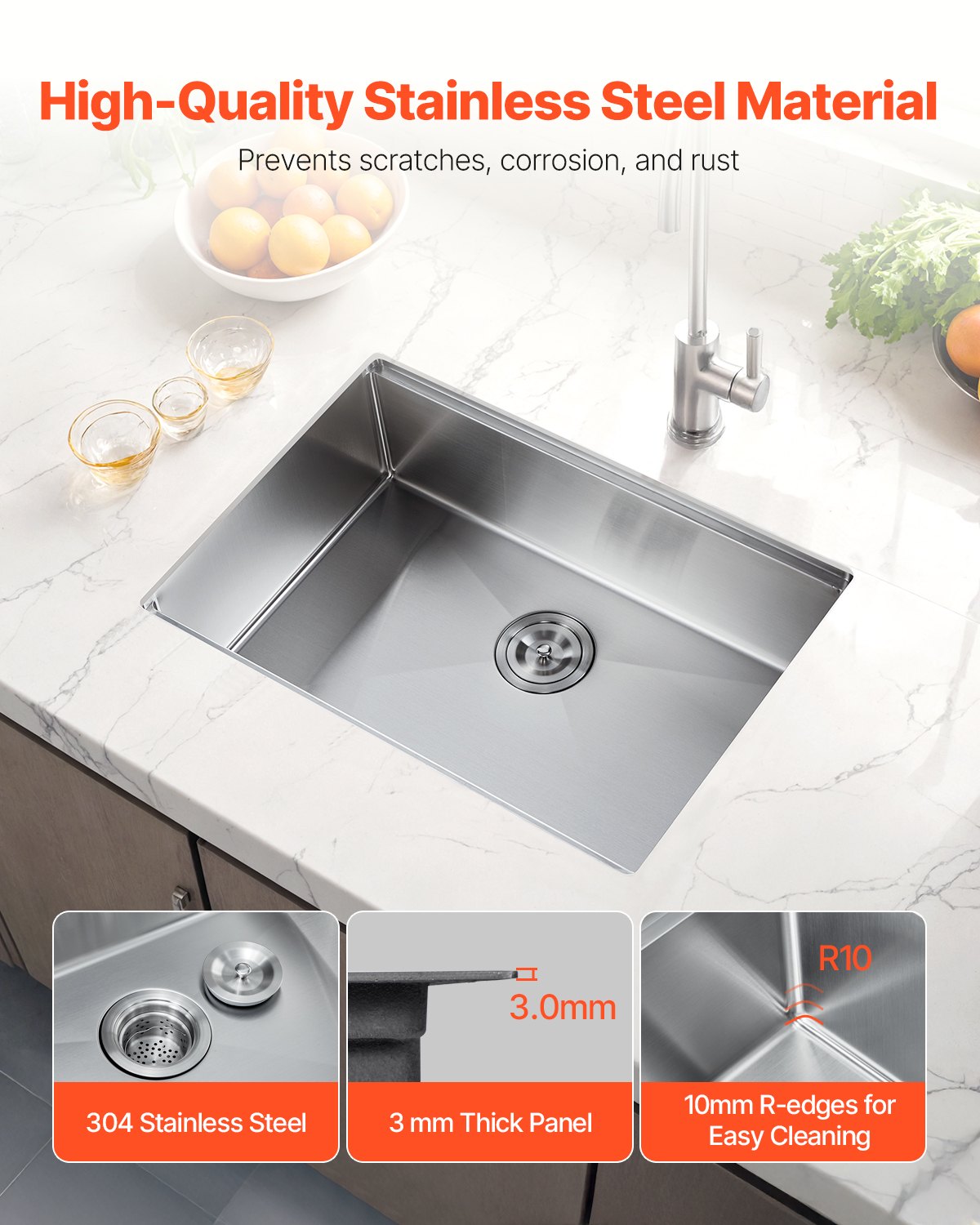 Kitchen Sink Workstation 32", 304 Stainless Steel Undermount Single Bowl with Accessories