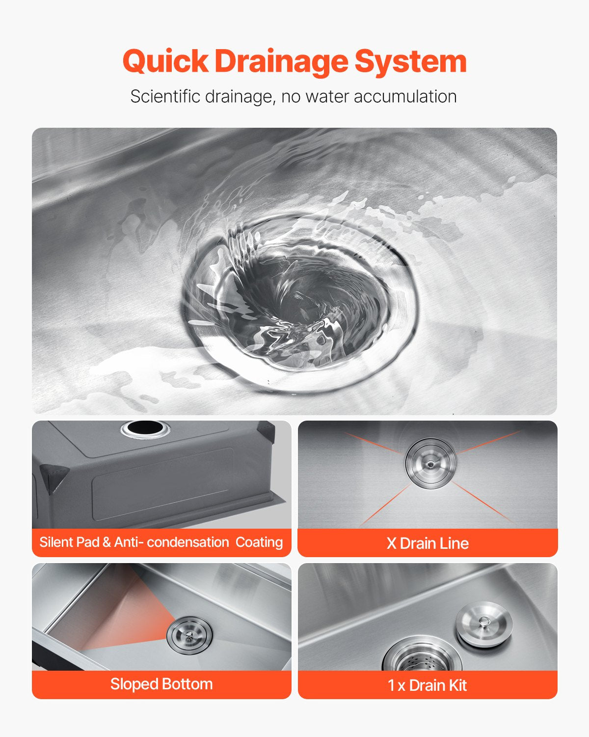 Kitchen Sink Workstation 32", 304 Stainless Steel Undermount Single Bowl with Accessories