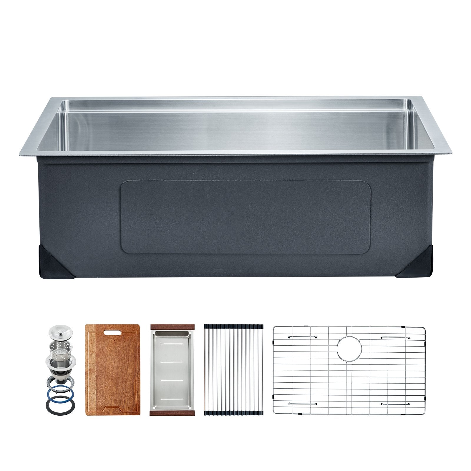 Kitchen Sink Workstation 32", 304 Stainless Steel Undermount Single Bowl with Accessories