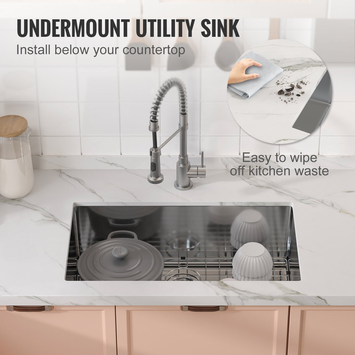 Kitchen Sink 30", 304 Stainless Steel Drop-In Single Bowl, Pack of 3 with Accessories