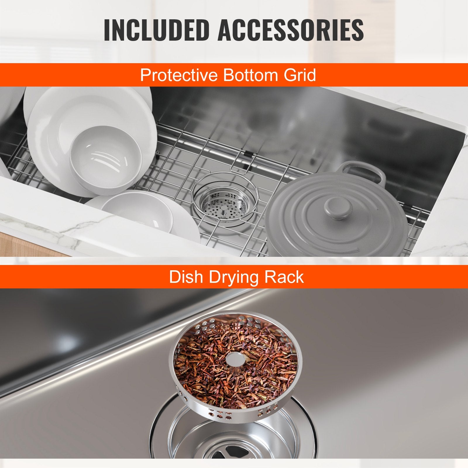Kitchen Sink 30", 304 Stainless Steel Drop-In Single Bowl, Pack of 3 with Accessories