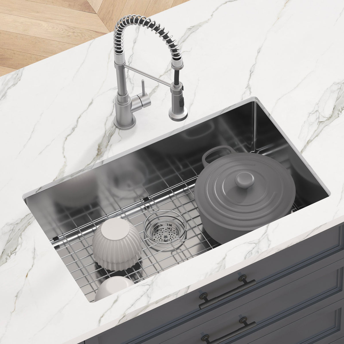 Kitchen Sink 30", 304 Stainless Steel Drop-In Single Bowl, Pack of 3 with Accessories
