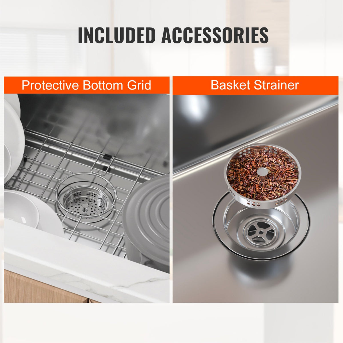 Kitchen Sink 32", 304 Stainless Steel Drop-In Single Bowl, Pack of 3 with Accessories