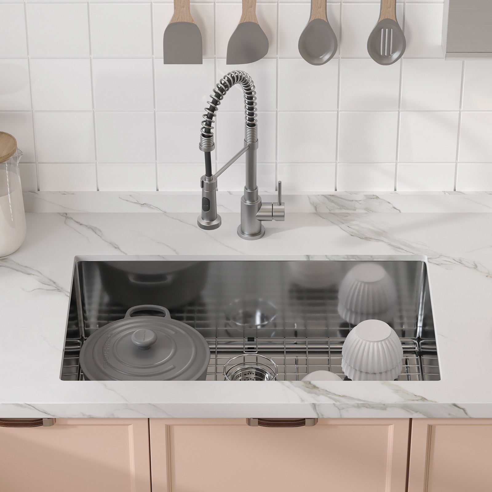 Kitchen Sink 32", 304 Stainless Steel Drop-In Single Bowl, Pack of 3 with Accessories