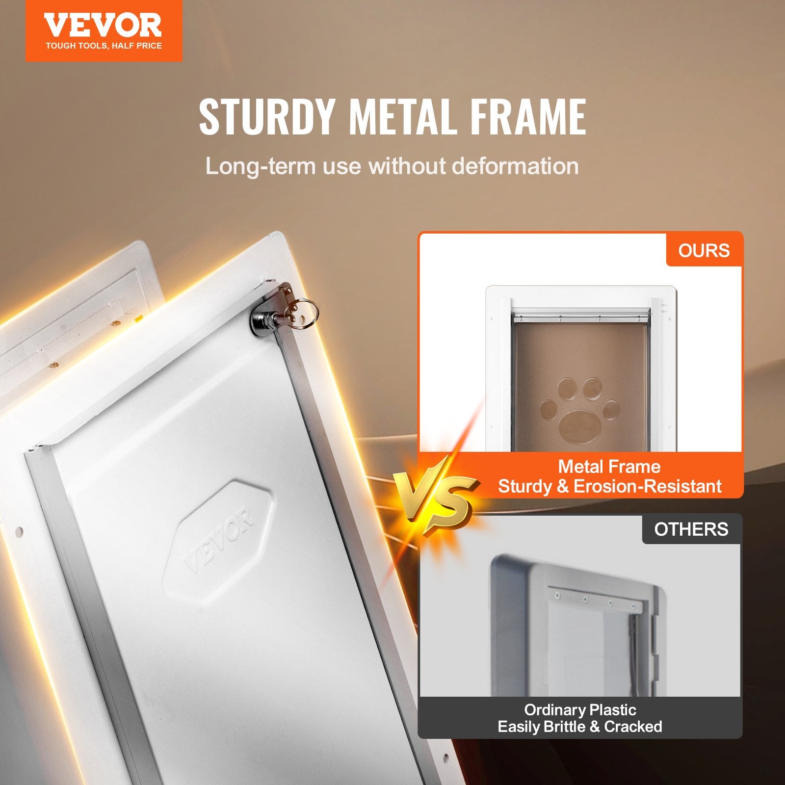 Pet Door 31.2x43.5cm Metal Frame with Lock 3-Flap Weatherproof Door for Cats Dog