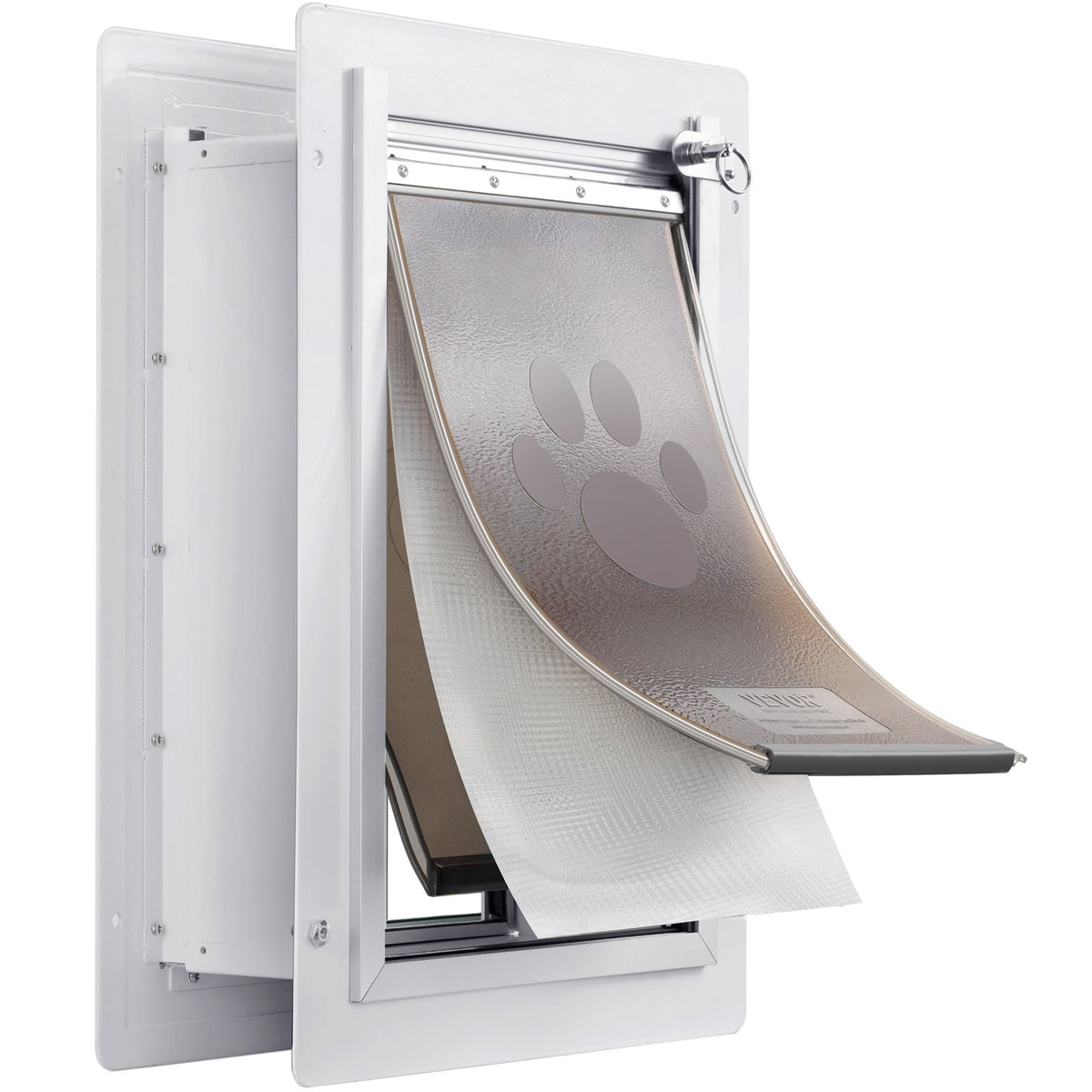 Pet Door 31.2x43.5cm Metal Frame with Lock 3-Flap Weatherproof Door for Cats Dog
