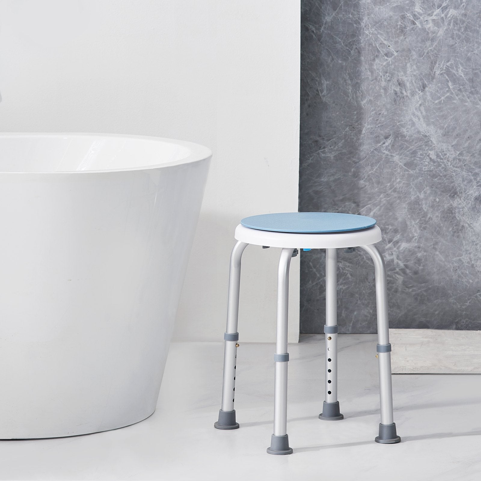 Shower Chair 360° Rotating Adjustable Height Non-Slip Bath Stool Elderly 136kg