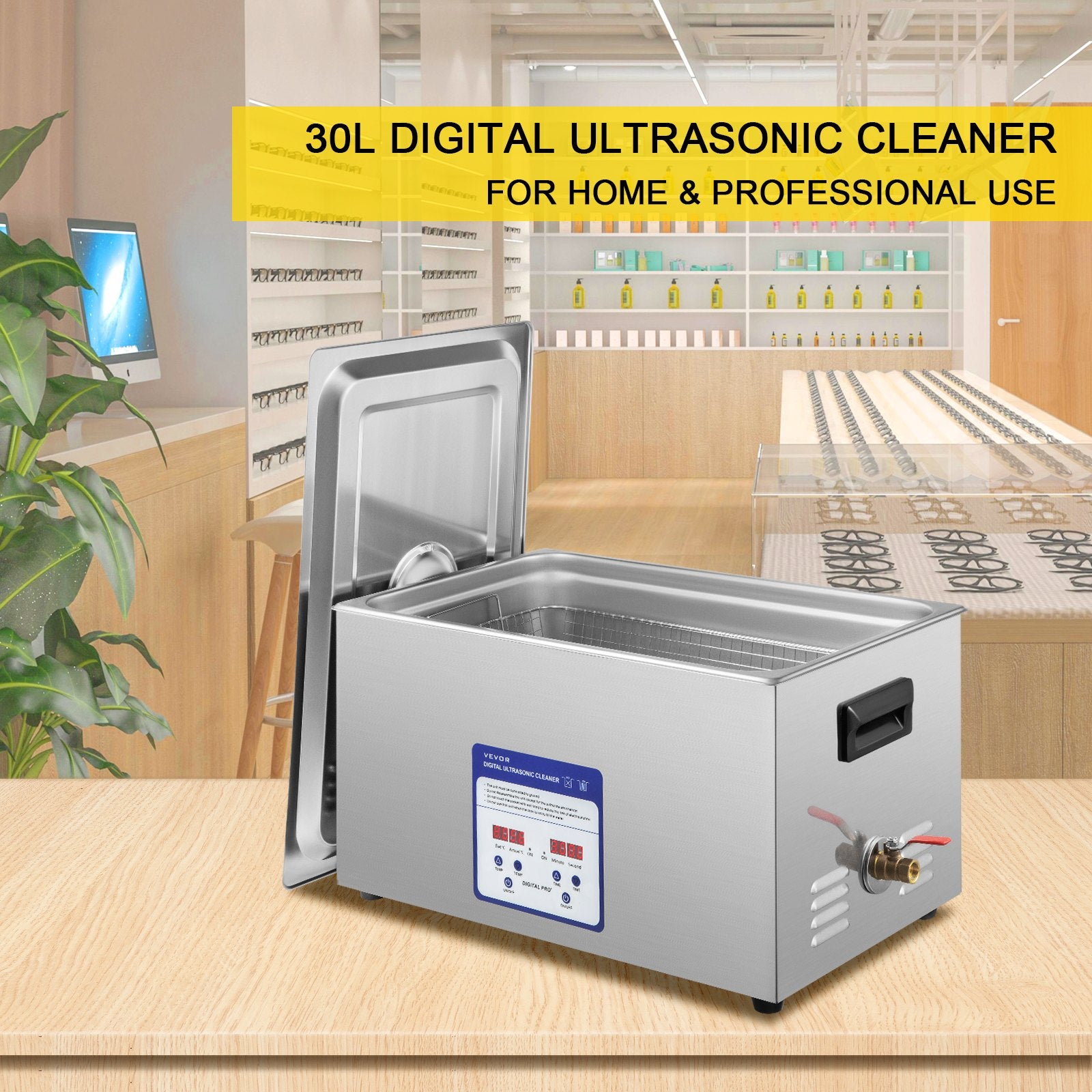 Ultrasonic Cleaner 30L 40kHz Stainless Steel Machine with Heater and Timer