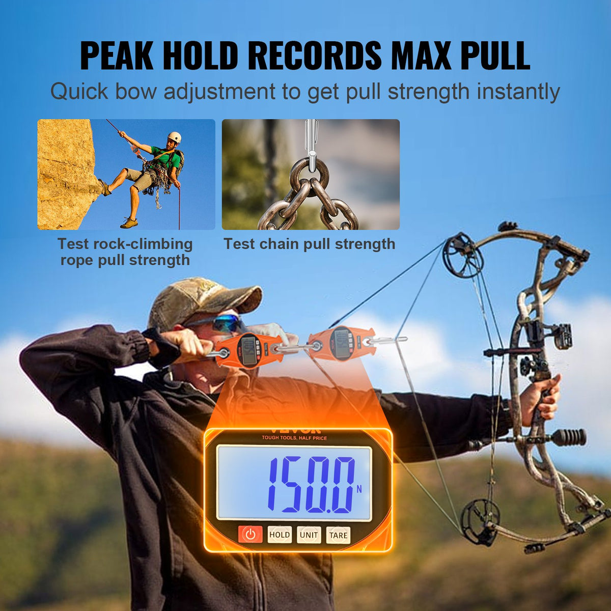 Digital Crane Scale 660 lbs/300 kg Heavy Duty Hanging Scale LCD Orange