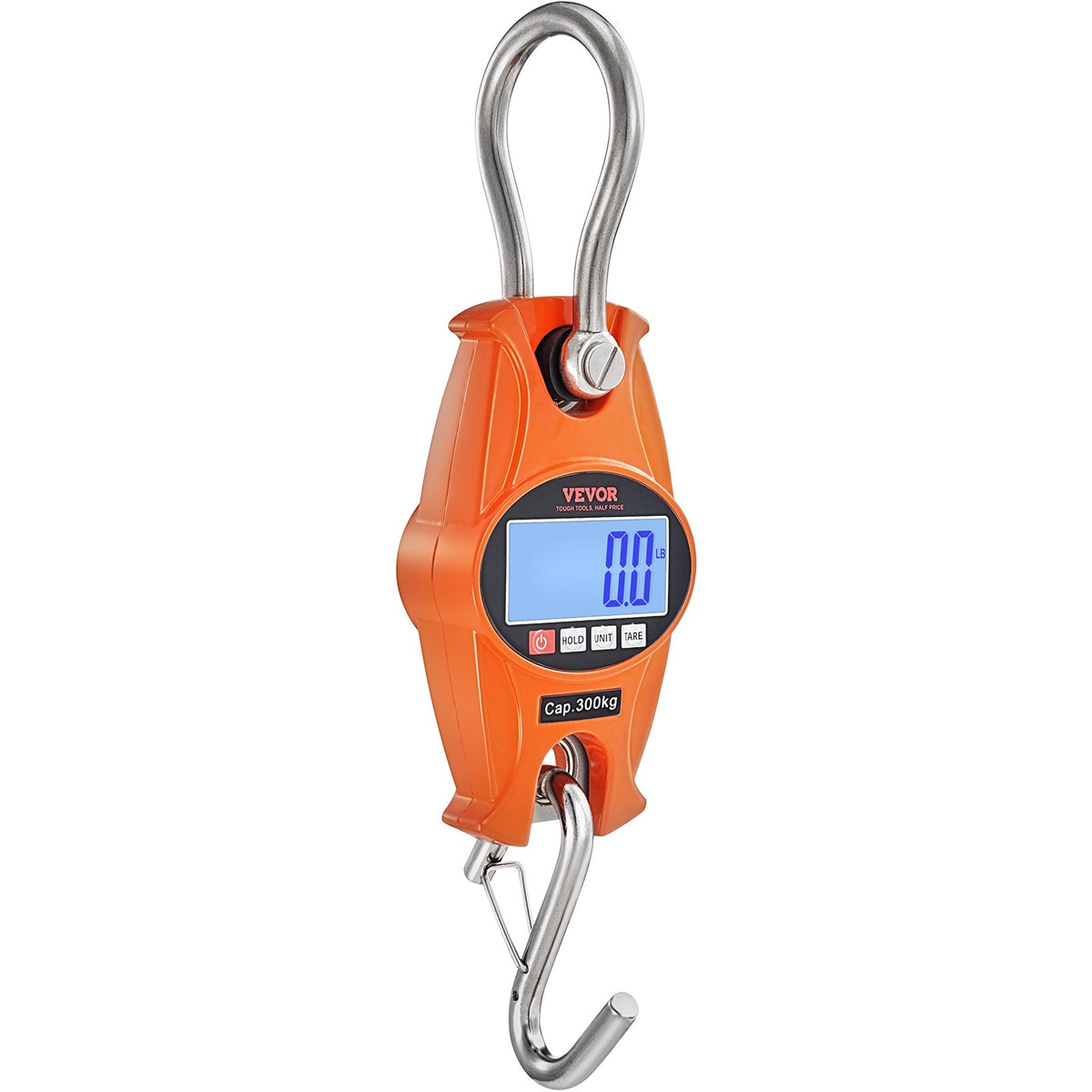 Digital Crane Scale 660 lbs/300 kg Heavy Duty Hanging Scale LCD Orange