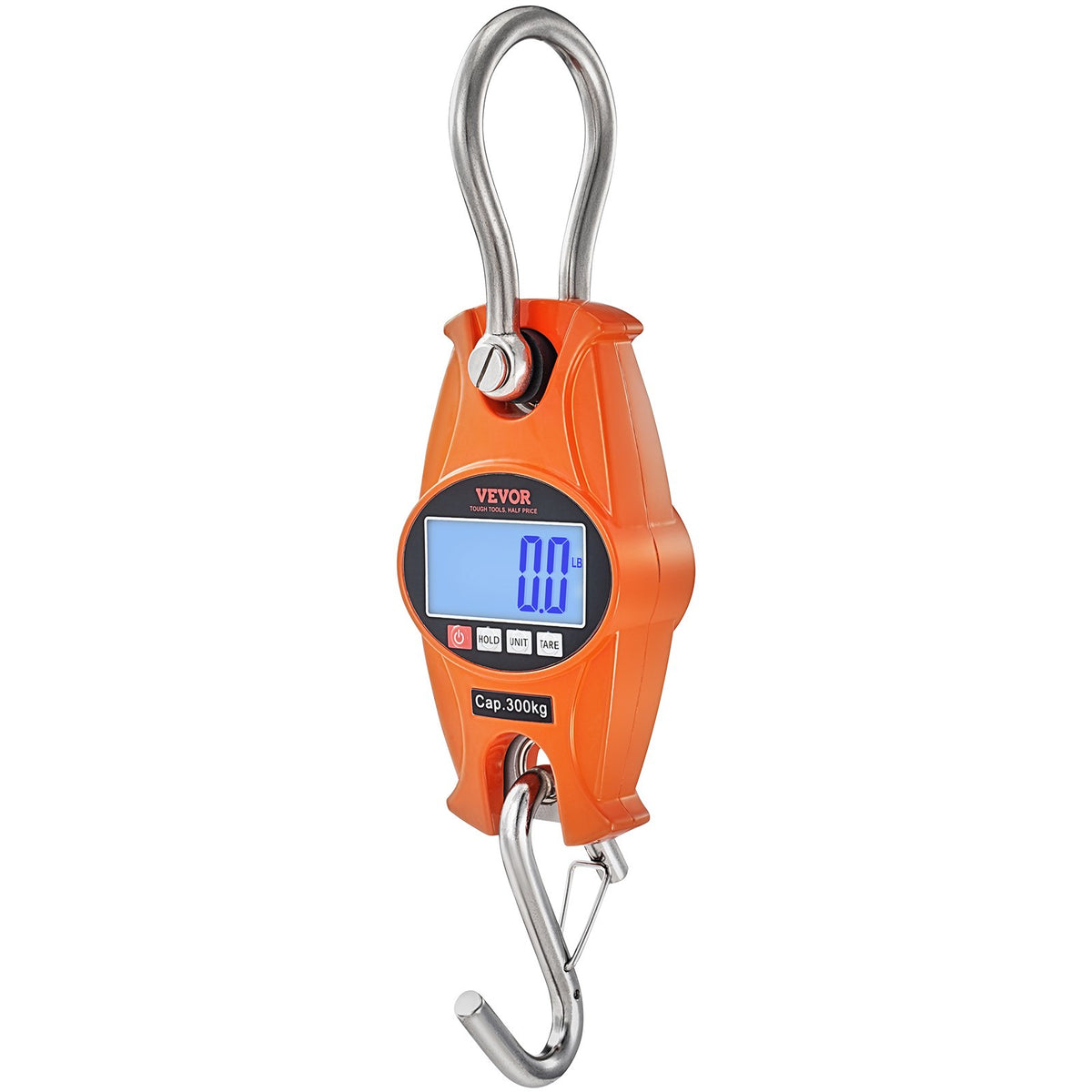 Digital Crane Scale 660 lbs/300 kg Heavy Duty Hanging Scale LCD Orange