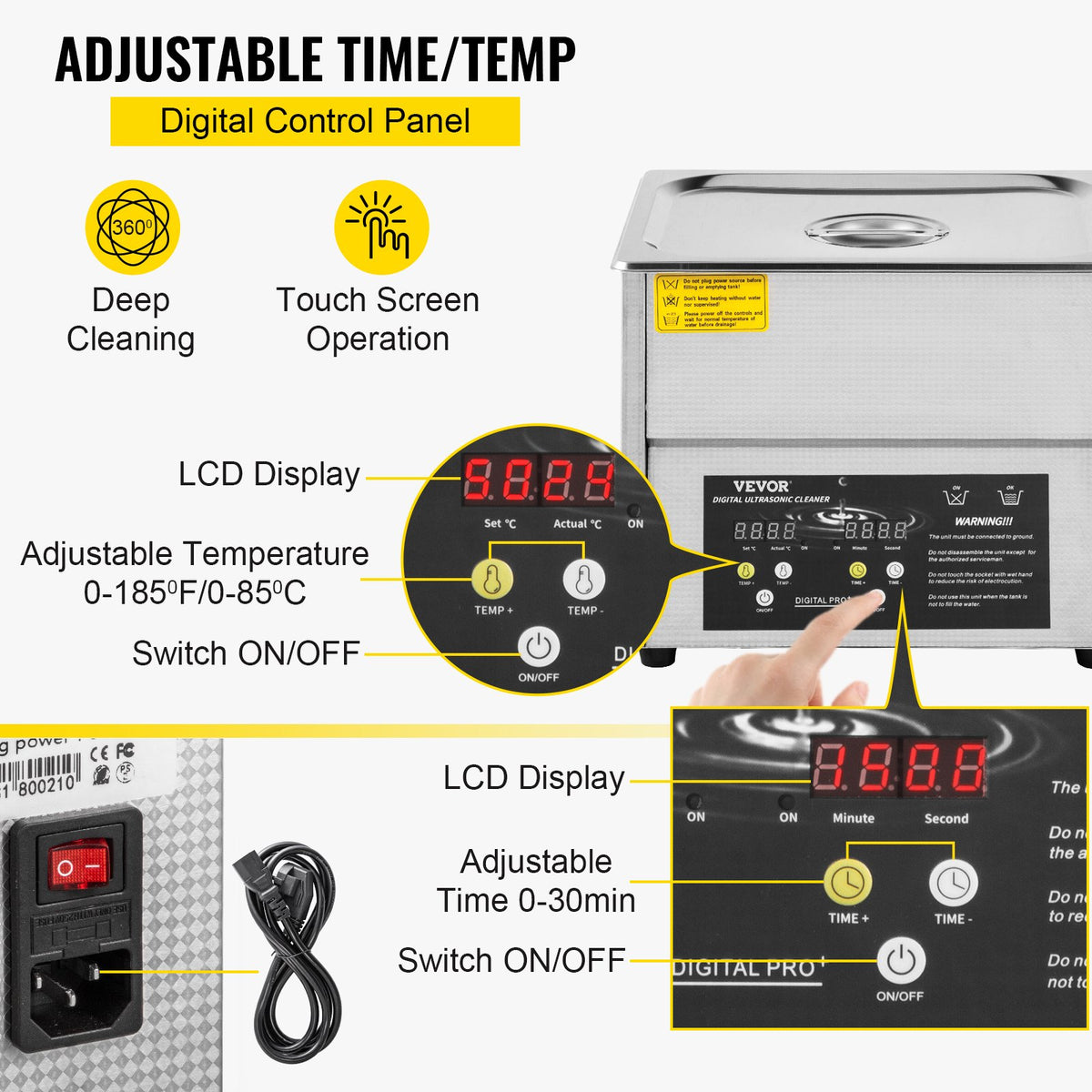 Jewelry Ultrasonic Cleaner with Heater Timer for Rings Eyeglasses Dentures