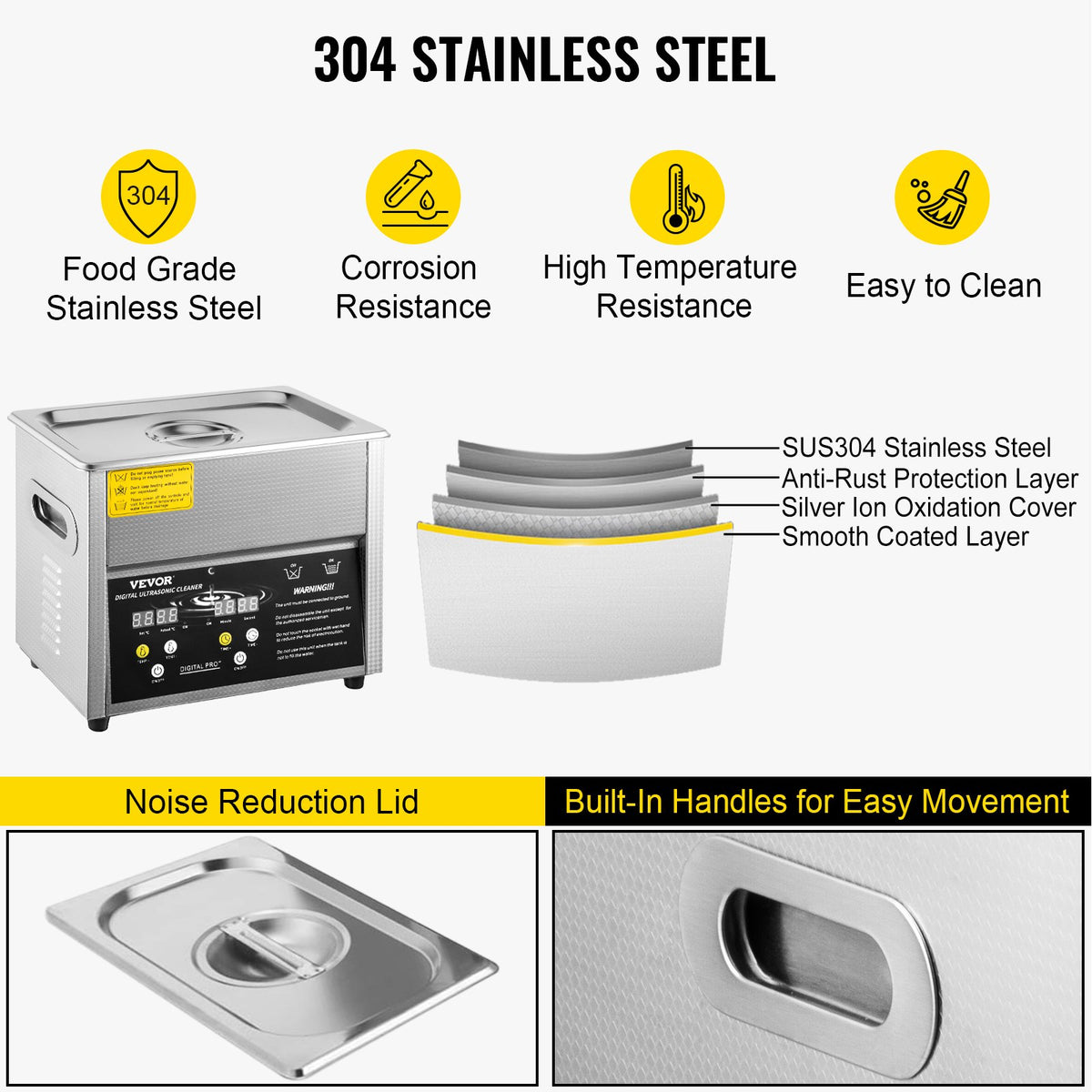 Jewelry Ultrasonic Cleaner with Heater Timer for Rings Eyeglasses Dentures