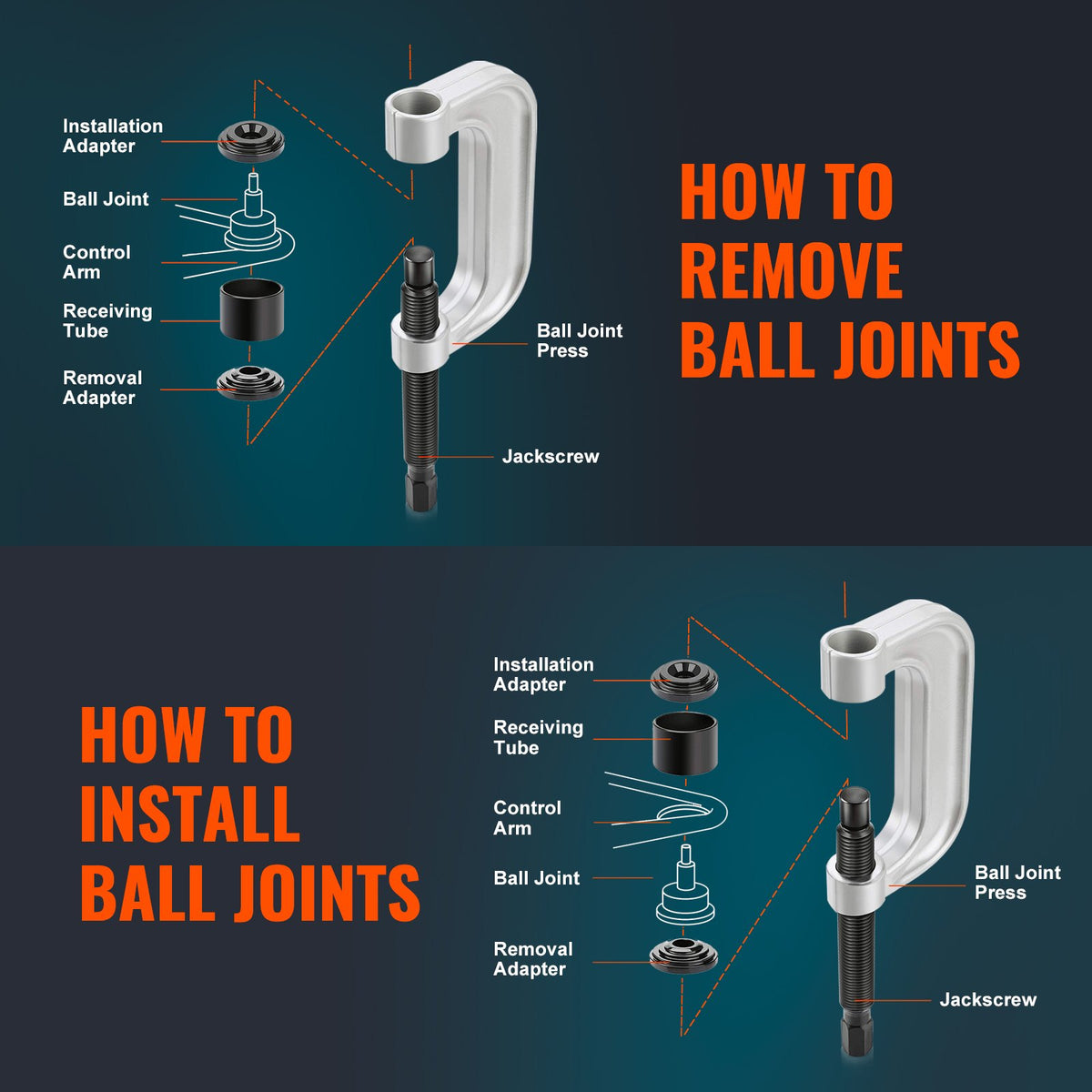 Ball Joint Press Kit 25-Piece C-Press Tools 2WD 4WD Car Repair Heavy Duty