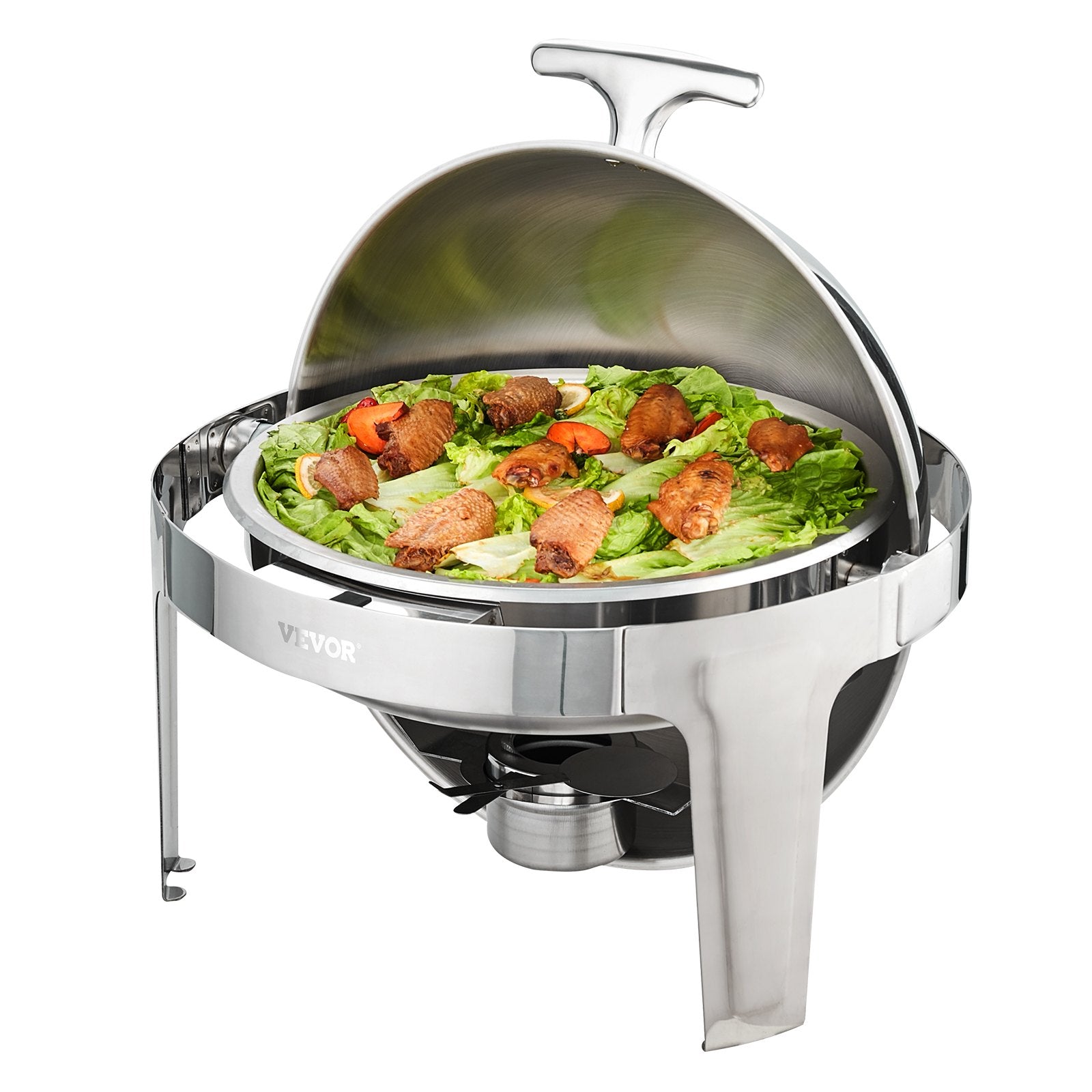 2-Pack 5.5L Roll Top Stainless Steel Chafing Dish Set Lid Fuel Holder