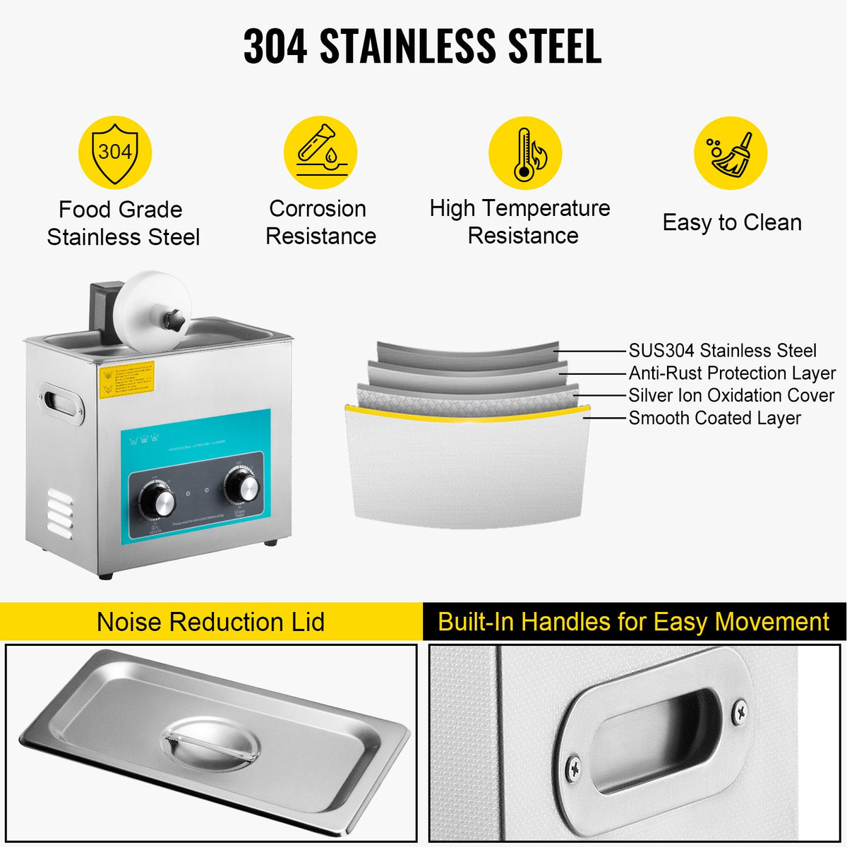 Ultrasonic Vinyl Record Cleaner 6L 40kHz 8 Records Stainless Steel Tank