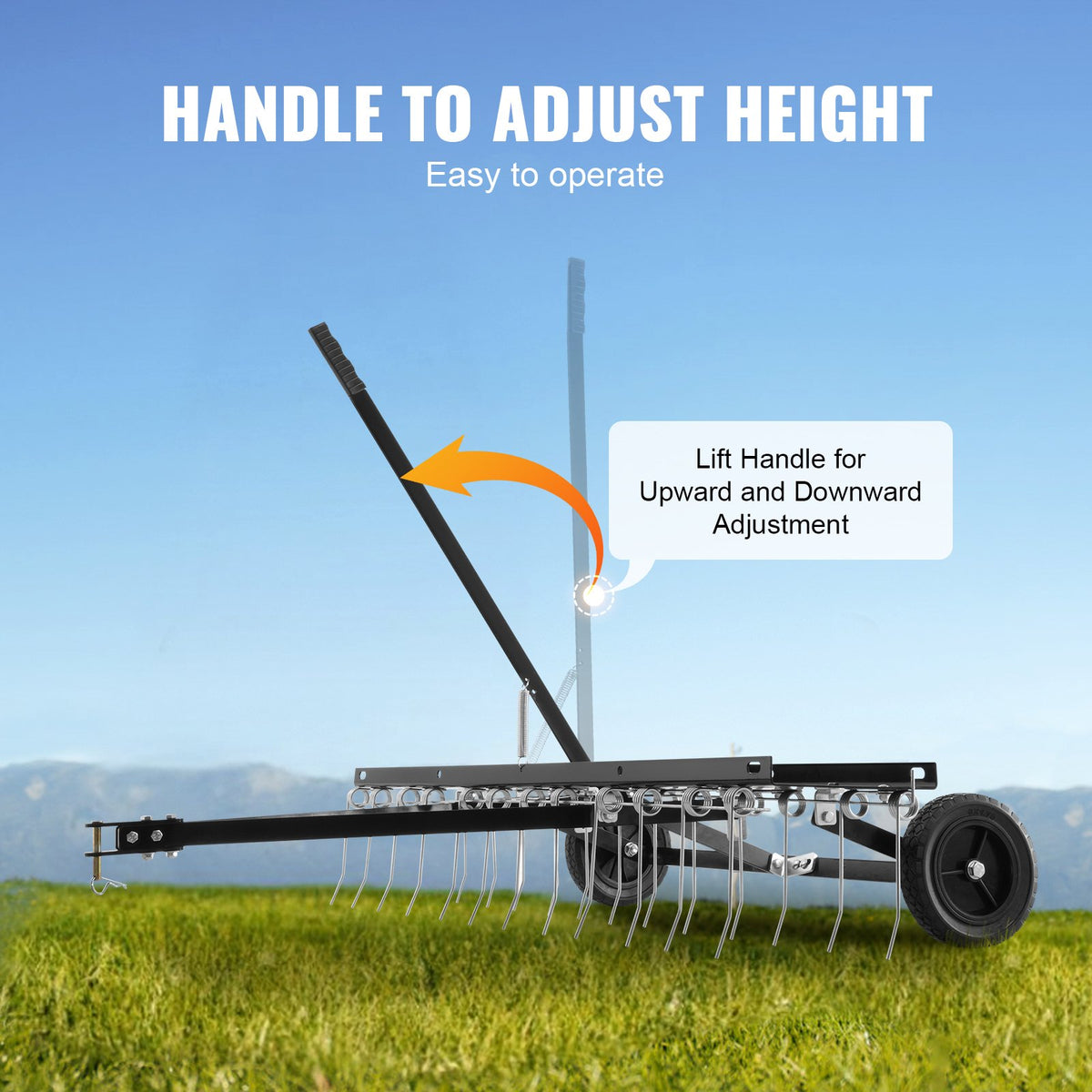 Tow Behind Lawn Dethatcher Rake with Steel Tines for ATV and Mower