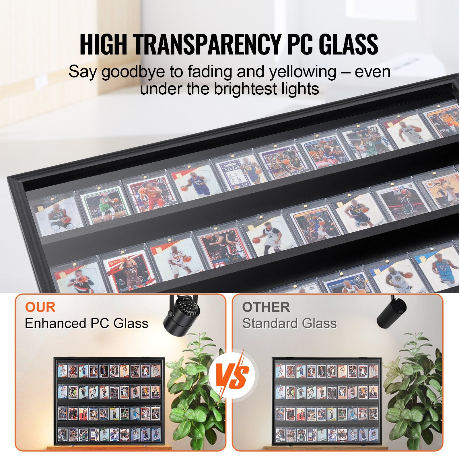 36 Graded Sports Card Display Case Lockable Wall Cabinet with UV Protection